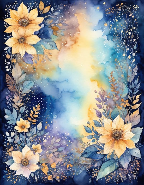 Stock Flower Navy Digital Paper: 14 Printable Pages - Watercolor Scrapbook Paper - Commercial Use — image 13