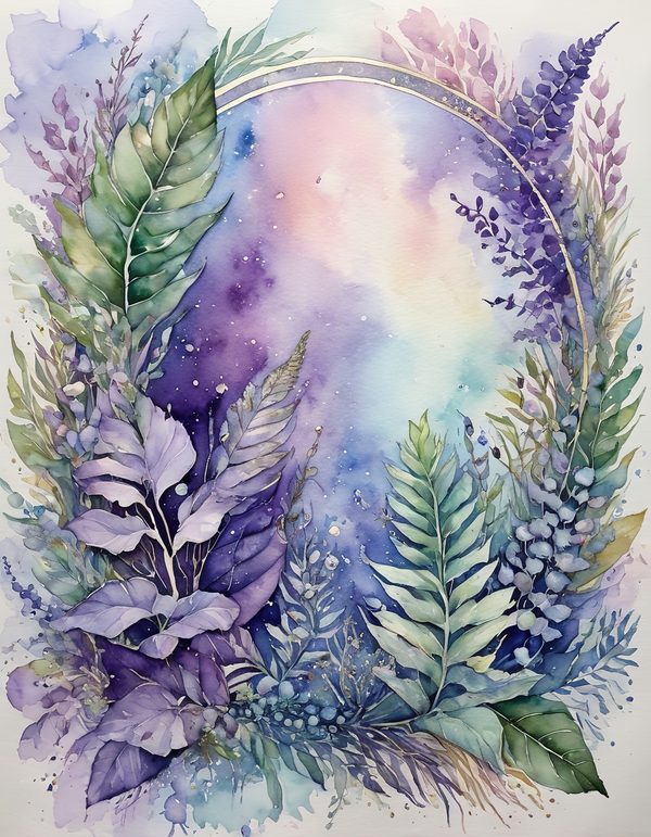 Foliage Sage Purple 12pc Digital Paper: 12 Printable Pages - Watercolor Scrapbook Paper - Commercial Use — image 1