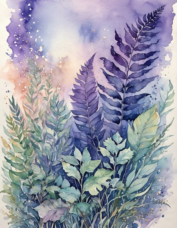 Foliage Sage Purple 12pc Digital Paper: 12 Printable Pages - Watercolor Scrapbook Paper - Commercial Use — image 3