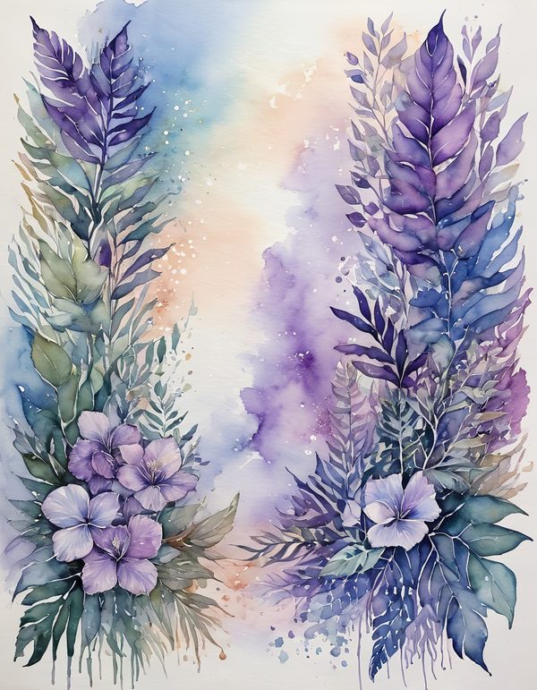 Foliage Sage Purple 12pc Digital Paper: 12 Printable Pages - Watercolor Scrapbook Paper - Commercial Use — image 4