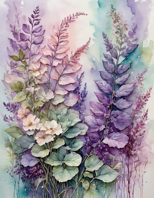 Foliage Sage Purple 12pc Digital Paper: 12 Printable Pages - Watercolor Scrapbook Paper - Commercial Use — image 11