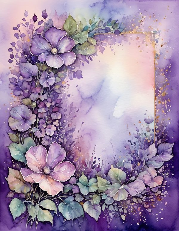 Violet purple plum 11pc Digital Paper: 11 Printable Pages - Watercolor Scrapbook Paper - Commercial Use — image 1