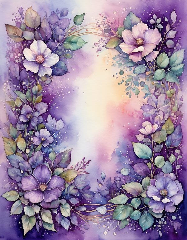 Violet purple plum 11pc Digital Paper: 11 Printable Pages - Watercolor Scrapbook Paper - Commercial Use — image 6
