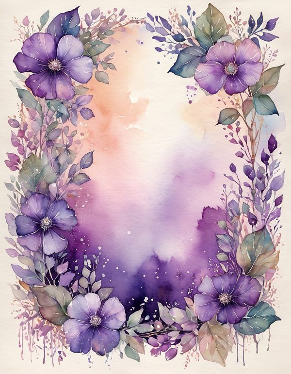 Violet purple plum 11pc Digital Paper: 11 Printable Pages - Watercolor Scrapbook Paper - Commercial Use — image 8