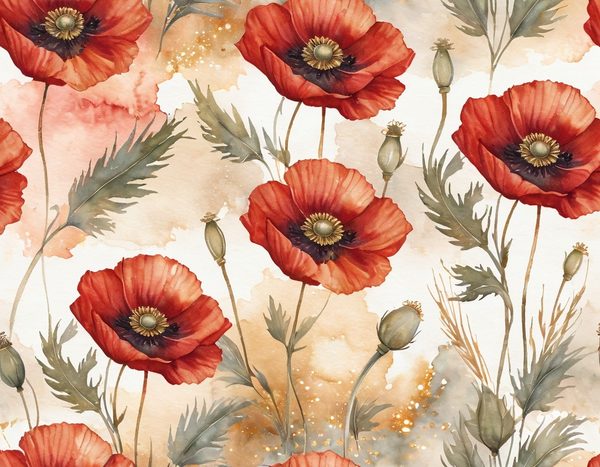 Autumn Poppies Digital Paper: 15 Watercolor Landscape Printable Pages - Scrapbook Paper - Commercial Use — image 14