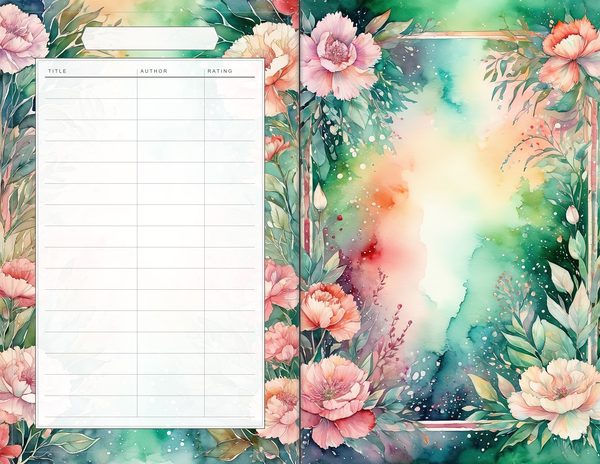 Junk Journal Spreads: 60 Open Book Pages - Watercolor Carnations - Collage Paper, Commercial Use — image 33