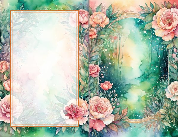 Junk Journal Spreads: 60 Open Book Pages - Watercolor Carnations - Collage Paper, Commercial Use — image 44
