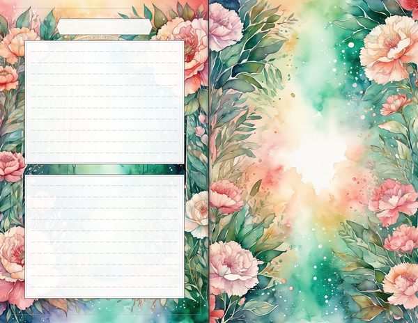 Junk Journal Spreads: 60 Open Book Pages - Watercolor Carnations - Collage Paper, Commercial Use — image 56