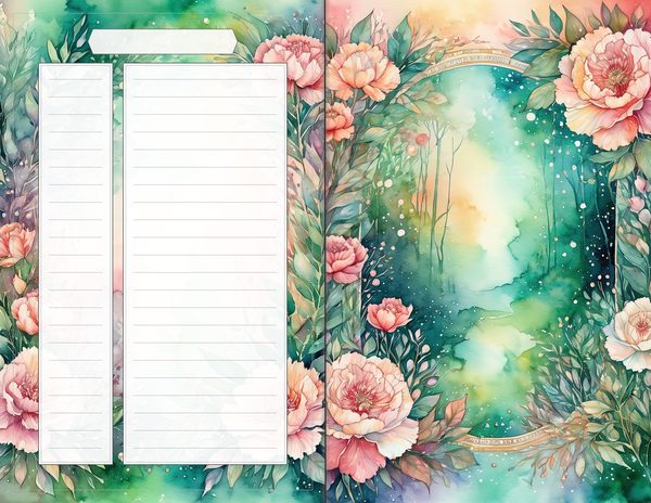 Junk Journal Spreads: 60 Open Book Pages - Watercolor Carnations - Collage Paper, Commercial Use — image 60