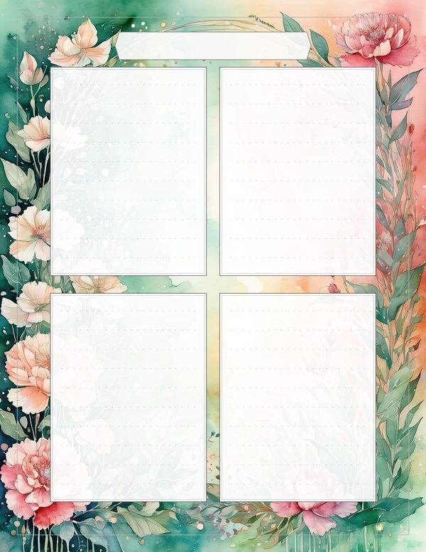 Junk Journal Kit: 100 Printable Pages - Watercolor Carnations - Collage Paper, Commercial Use — image 100