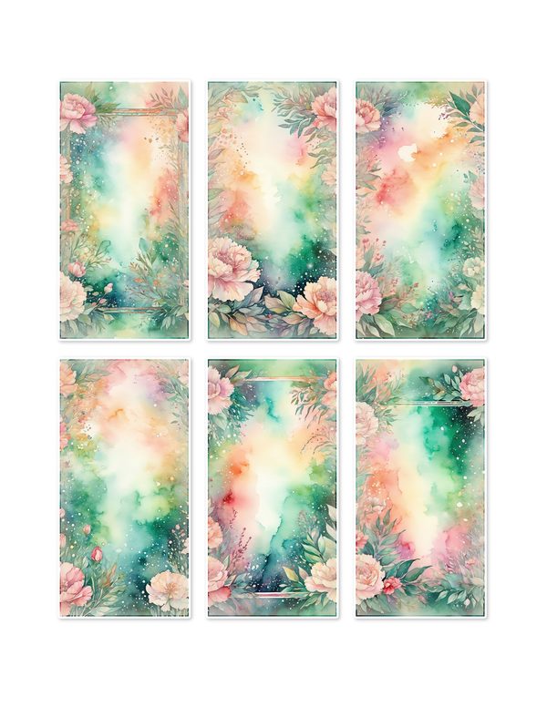 Junk Journal Ephemera Kit: 85 Printable Fussy Cut Sheets - Watercolor Carnations - Commercial Use — image 1