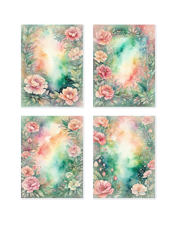 Junk Journal Ephemera Kit: 85 Printable Fussy Cut Sheets - Watercolor Carnations - Commercial Use — image 7