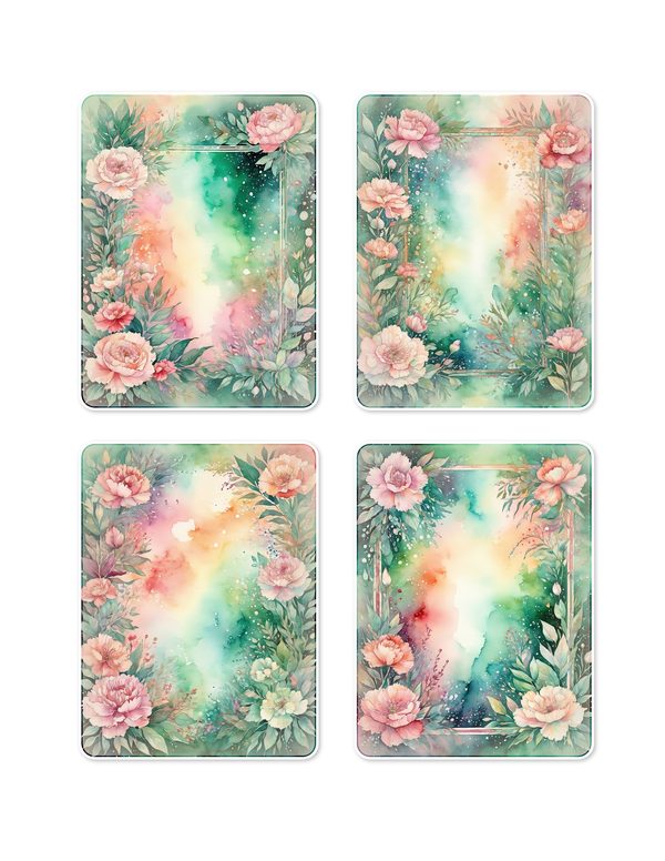 Junk Journal Ephemera Kit: 85 Printable Fussy Cut Sheets - Watercolor Carnations - Commercial Use — image 8