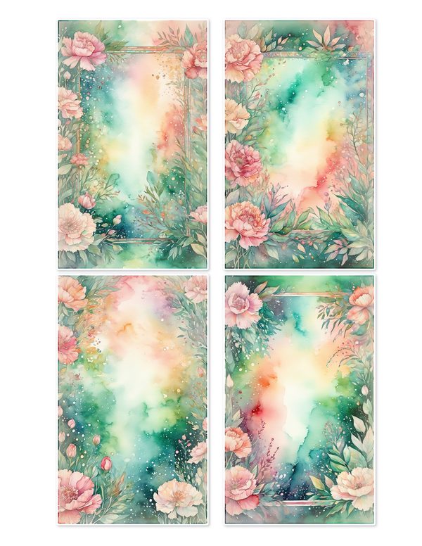 Junk Journal Ephemera Kit: 85 Printable Fussy Cut Sheets - Watercolor Carnations - Commercial Use — image 10