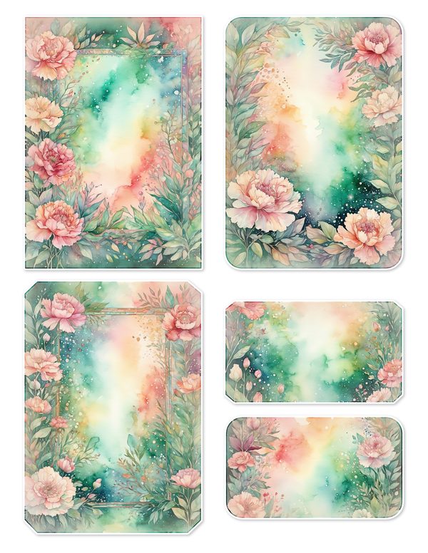 Junk Journal Ephemera Kit: 85 Printable Fussy Cut Sheets - Watercolor Carnations - Commercial Use — image 22