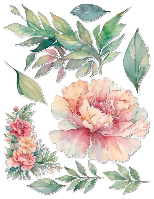 Junk Journal Ephemera Kit: 85 Printable Fussy Cut Sheets - Watercolor Carnations - Commercial Use — image 50
