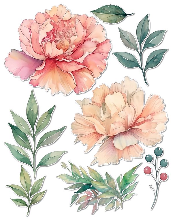 Junk Journal Ephemera Kit: 85 Printable Fussy Cut Sheets - Watercolor Carnations - Commercial Use — image 51