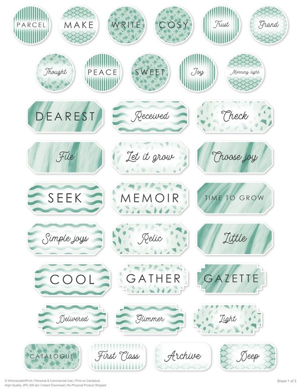 Junk Journal Ephemera Kit: 85 Printable Fussy Cut Sheets - Watercolor Carnations - Commercial Use — image 64