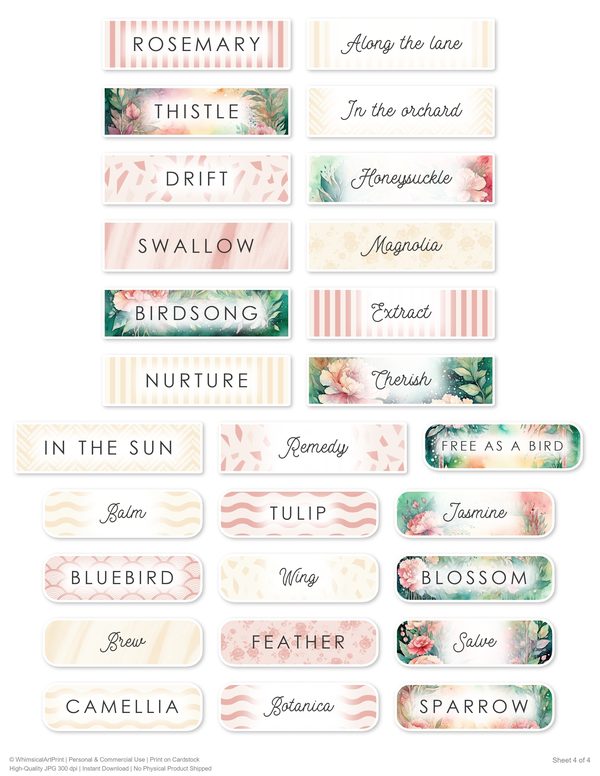 Junk Journal Ephemera Kit: 85 Printable Fussy Cut Sheets - Watercolor Carnations - Commercial Use — image 73