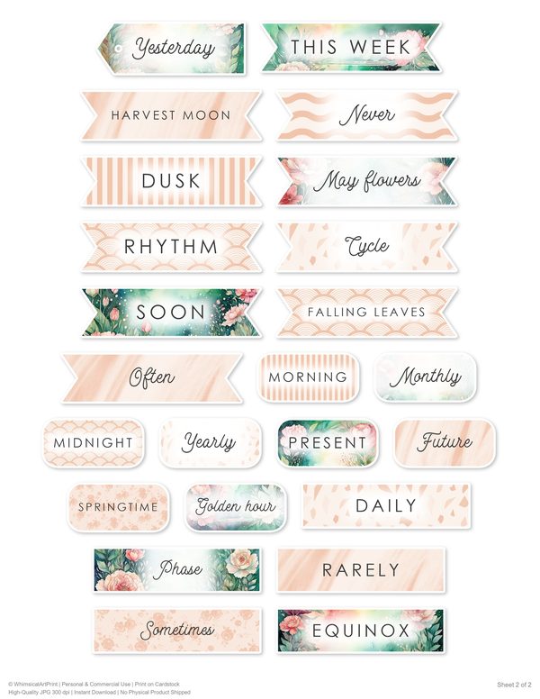 Junk Journal Ephemera Kit: 85 Printable Fussy Cut Sheets - Watercolor Carnations - Commercial Use — image 75