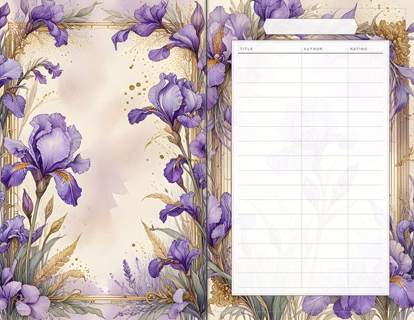 Journal Spreads: 60 Open Book Planner Pages - Watercolor Iris - Commercial Use — image 33