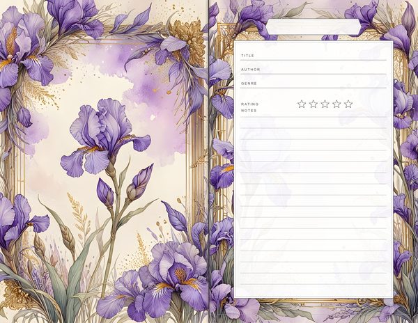 Journal Spreads: 60 Open Book Planner Pages - Watercolor Iris - Commercial Use — image 36