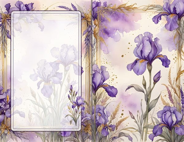Journal Spreads: 60 Open Book Planner Pages - Watercolor Iris - Commercial Use — image 37