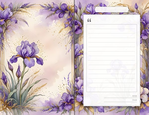 Journal Spreads: 60 Open Book Planner Pages - Watercolor Iris - Commercial Use — image 40