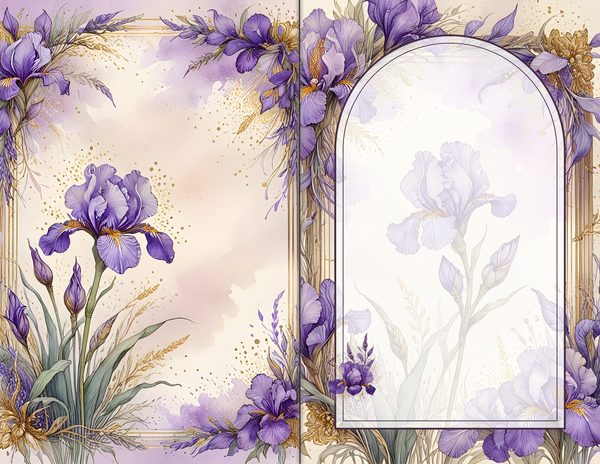 Journal Spreads: 60 Open Book Planner Pages - Watercolor Iris - Commercial Use — image 41