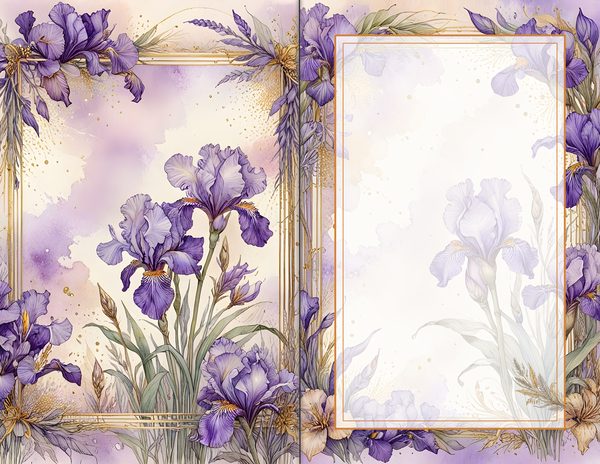 Journal Spreads: 60 Open Book Planner Pages - Watercolor Iris - Commercial Use — image 45