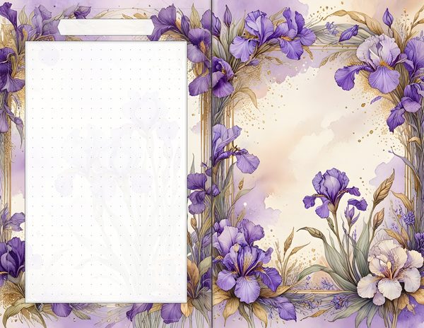 Journal Spreads: 60 Open Book Planner Pages - Watercolor Iris - Commercial Use — image 55