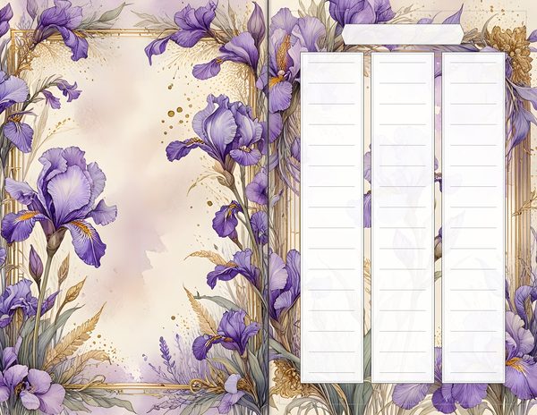 Journal Spreads: 60 Open Book Planner Pages - Watercolor Iris - Commercial Use — image 57