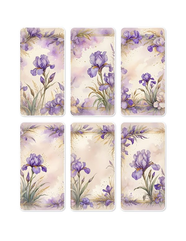 Ephemera Kit: 82 Printable Cards, Tags and Word Strips - Watercolor Iris - Commercial Use — image 2