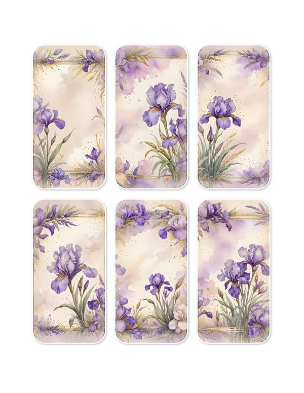 Ephemera Kit: 82 Printable Cards, Tags and Word Strips - Watercolor Iris - Commercial Use — image 3