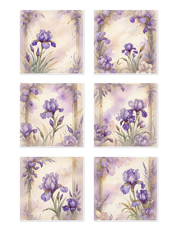 Ephemera Kit: 82 Printable Cards, Tags and Word Strips - Watercolor Iris - Commercial Use — image 4
