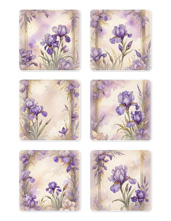 Ephemera Kit: 82 Printable Cards, Tags and Word Strips - Watercolor Iris - Commercial Use — image 5