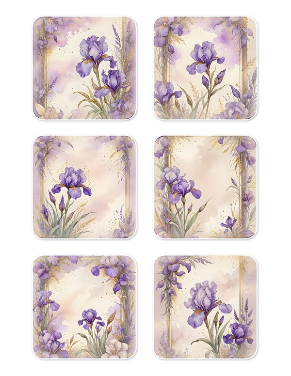 Ephemera Kit: 82 Printable Cards, Tags and Word Strips - Watercolor Iris - Commercial Use — image 6
