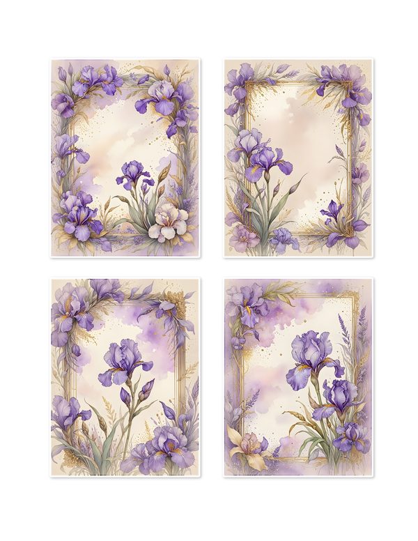 Ephemera Kit: 82 Printable Cards, Tags and Word Strips - Watercolor Iris - Commercial Use — image 7