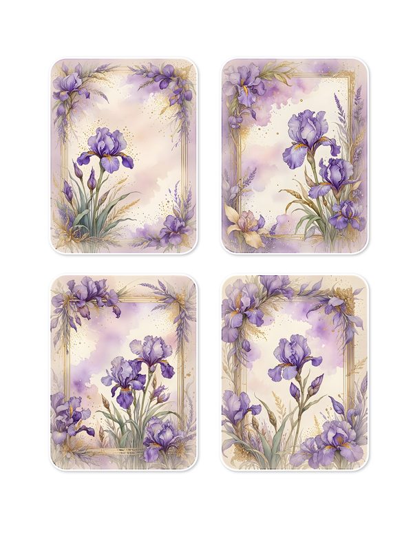 Ephemera Kit: 82 Printable Cards, Tags and Word Strips - Watercolor Iris - Commercial Use — image 9