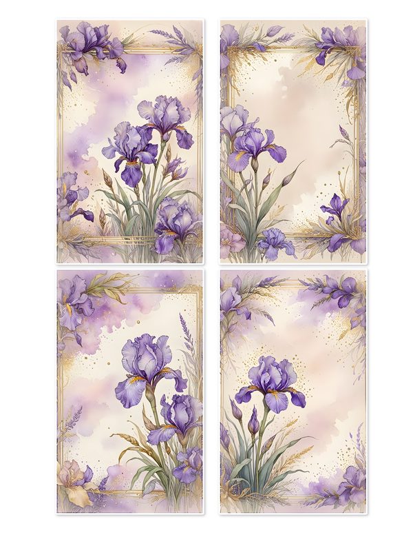 Ephemera Kit: 82 Printable Cards, Tags and Word Strips - Watercolor Iris - Commercial Use — image 10