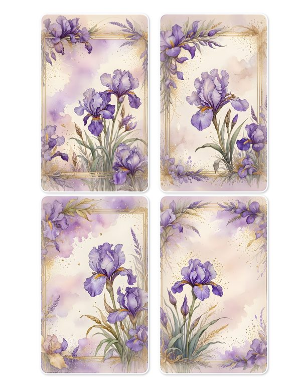Ephemera Kit: 82 Printable Cards, Tags and Word Strips - Watercolor Iris - Commercial Use — image 11