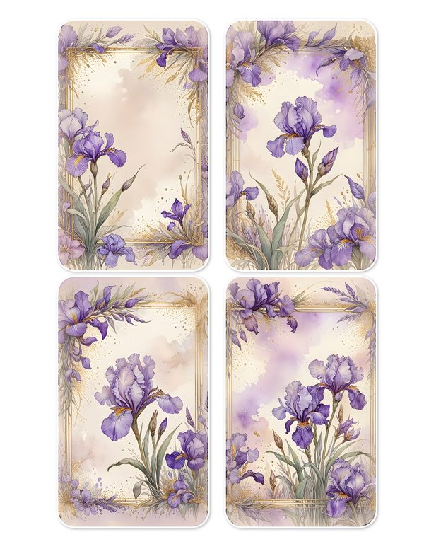 Ephemera Kit: 82 Printable Cards, Tags and Word Strips - Watercolor Iris - Commercial Use — image 12