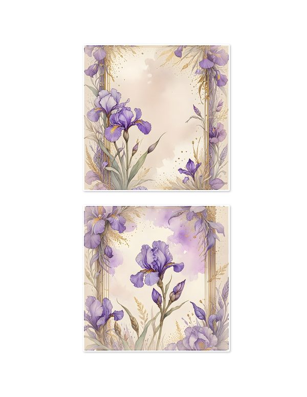 Ephemera Kit: 82 Printable Cards, Tags and Word Strips - Watercolor Iris - Commercial Use — image 16