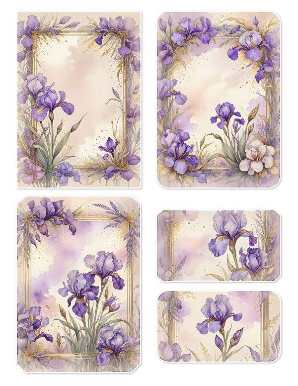 Ephemera Kit: 82 Printable Cards, Tags and Word Strips - Watercolor Iris - Commercial Use — image 22
