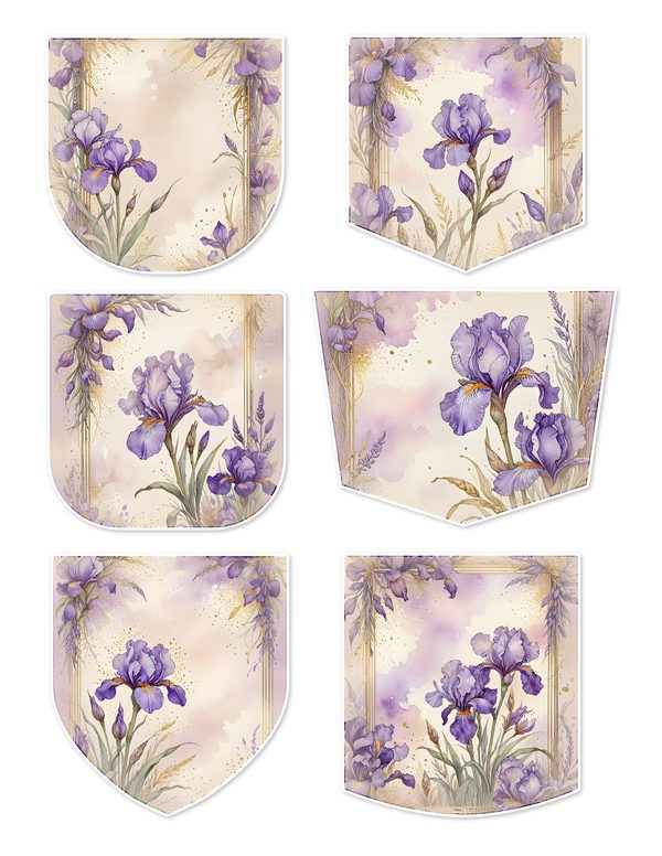 Ephemera Kit: 82 Printable Cards, Tags and Word Strips - Watercolor Iris - Commercial Use — image 23