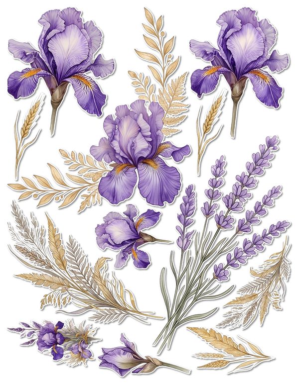 Ephemera Kit: 82 Printable Cards, Tags and Word Strips - Watercolor Iris - Commercial Use — image 49