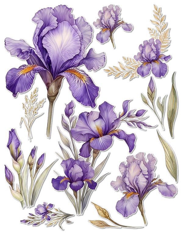 Ephemera Kit: 82 Printable Cards, Tags and Word Strips - Watercolor Iris - Commercial Use — image 50