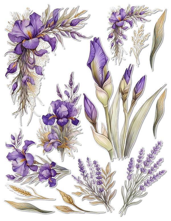 Ephemera Kit: 82 Printable Cards, Tags and Word Strips - Watercolor Iris - Commercial Use — image 51
