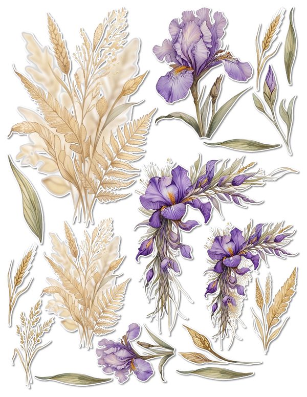 Ephemera Kit: 82 Printable Cards, Tags and Word Strips - Watercolor Iris - Commercial Use — image 52