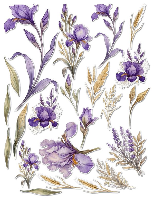 Ephemera Kit: 82 Printable Cards, Tags and Word Strips - Watercolor Iris - Commercial Use — image 53